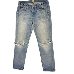 J Crew Size 28 Womens Jeans Broken In Boyfriend Mid Rise Light Wash Distressed